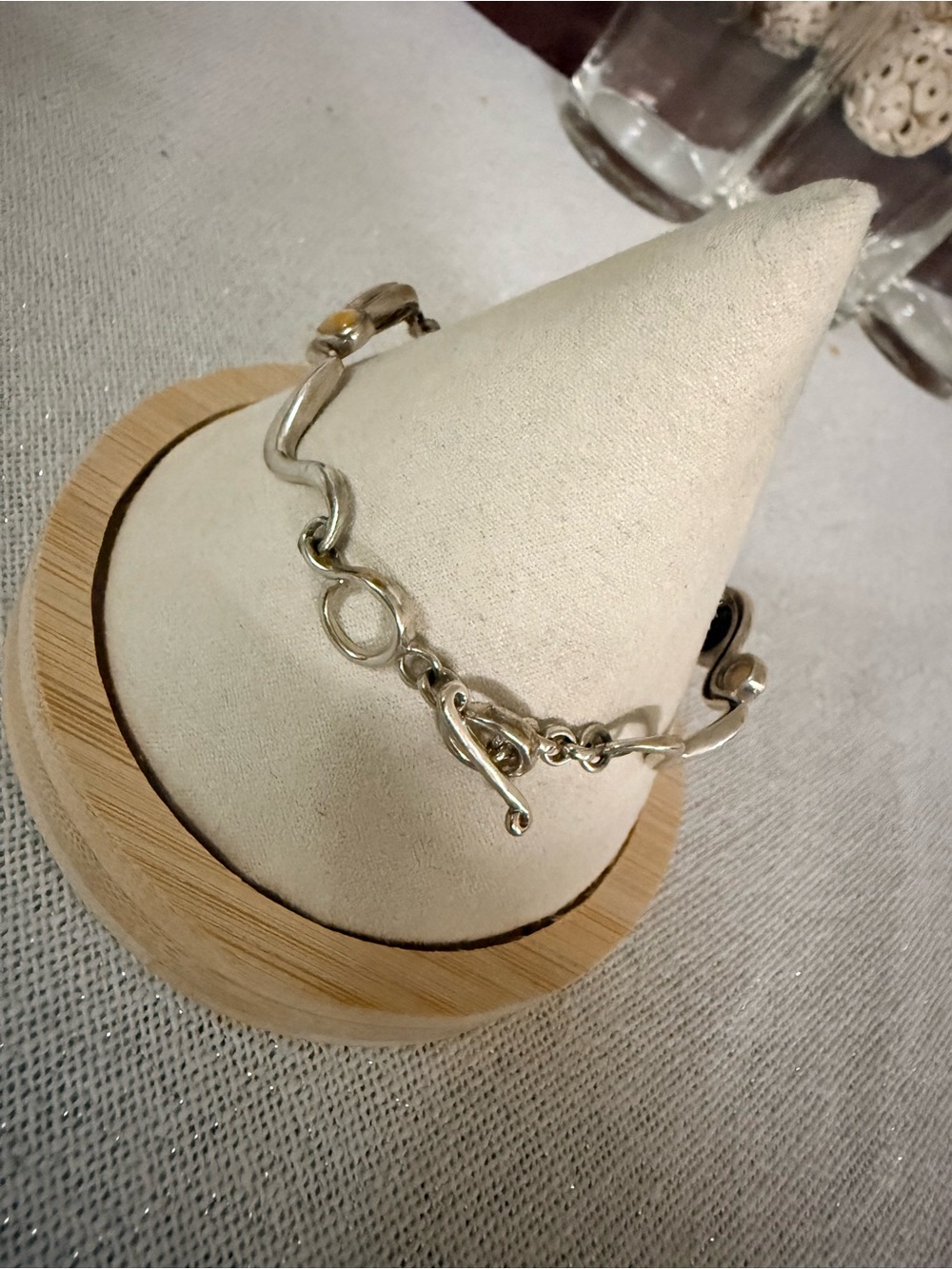 Carolyn Pollack sterling silver wavy link bracelet multicolored mother-of-pearl - Picture 4 of 4